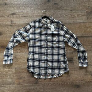 Frame Plaid Button Up L/S Shirt Slim Fit White Blue XL X-Large $185
